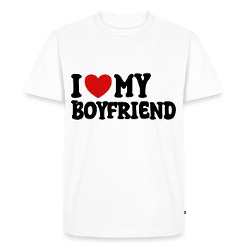 J’aime mon petit ami - T-shirt Premium bio Homme - blanc - Devant - Nico (187cm)
