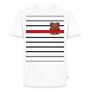 Marinière noire bande ours - T-shirt Premium bio Homme - blanc - Devant - Nico (187cm)