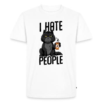 Cat I hate people WHITE - Men's Premium Organic T-Shirt - white - Front - Nico (187cm)