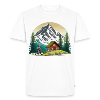 Mountain bike in front of a mountain hut - Men's Premium Organic T-Shirt - white - Front - Nico (187cm)