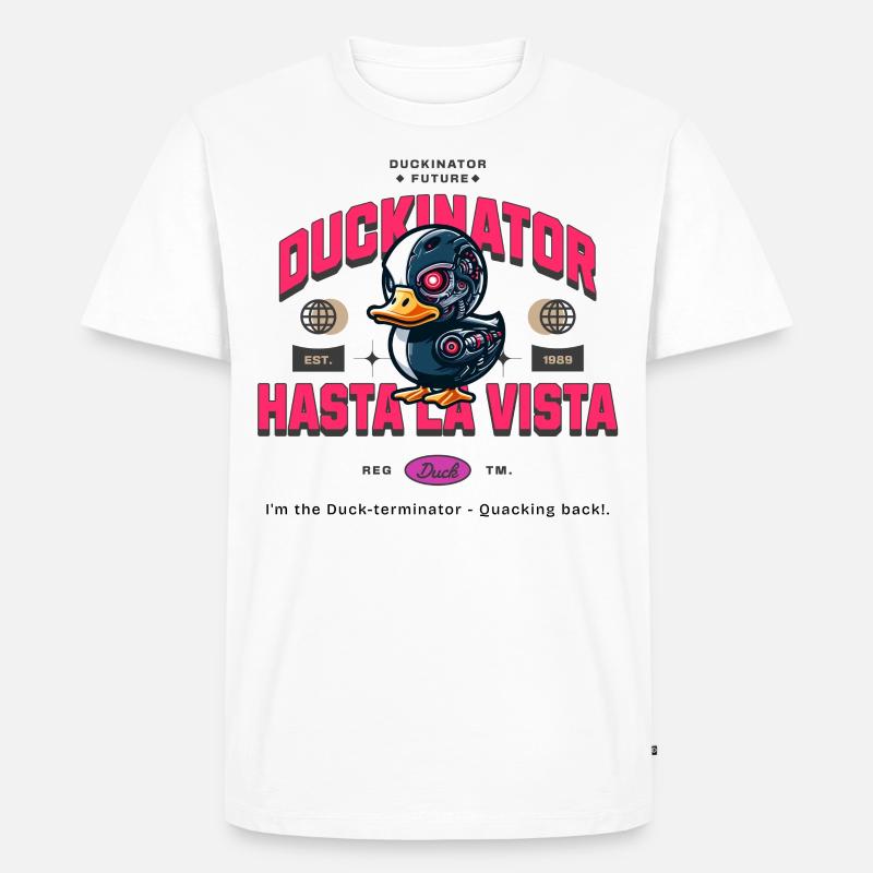 Duckinator, Terminator Duck - T-shirt Premium bio Homme - blanc