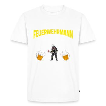 Enterrement de vie de garçon pompier - épouse pompiers bière dicton - T-shirt Premium bio Homme - blanc - Devant - Nico (187cm)