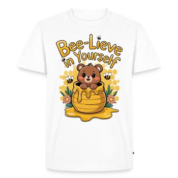Bee-Lieve In Yourself - Men's Premium Organic T-Shirt - white - Front - Nico (187cm)