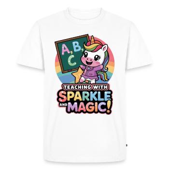 Teaching With Sparkle And Magic! - Men's Premium Organic T-Shirt - white - Front - Nico (187cm)