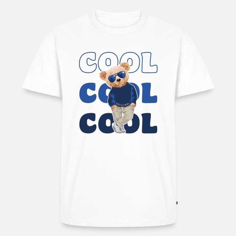 Cooler Teddybär mit Sonnenbrille - Cool - Männer Premium Bio T-Shirt - Weiß