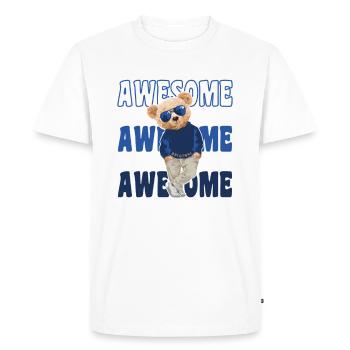 Ours en peluche cool avec lunettes de soleil - Awesome - T-shirt Premium bio Homme - blanc - Devant - Nico (187cm)