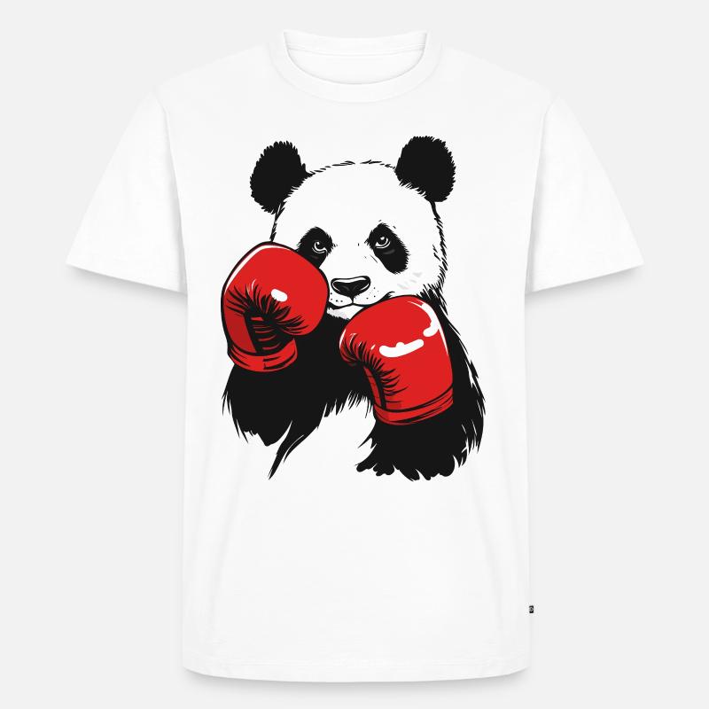 Boxen Panda rote Boxhandschuhe - Männer Premium Bio T-Shirt - Weiß