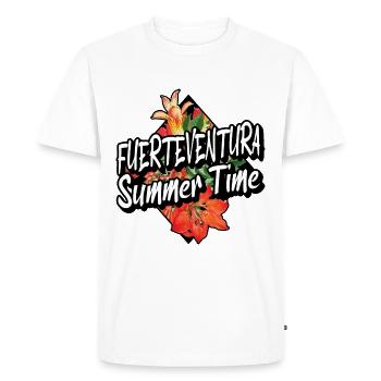 Fuerteventura Zomer Sun Beach Zee Palmbomen - Mannen Premium Bio T-shirt - wit - Voor - Nico (187cm)