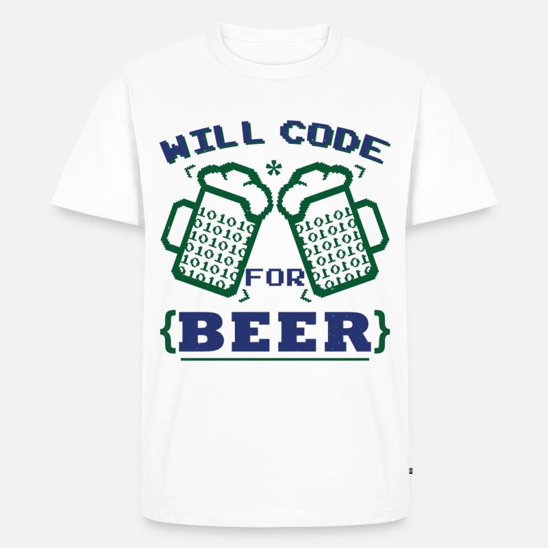 Funny Beer Coding Coder - Men's Premium Organic T-Shirt - white
