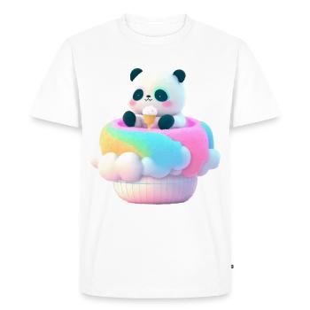 Panda coton candy barbe a papa anime kawaii Japon - T-shirt Premium bio Homme - blanc - Devant - Nico (187cm)