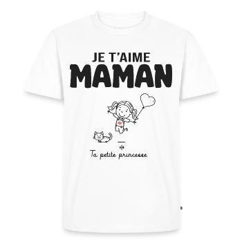 je t aime maman cadeau maman fille fête des mères - T-shirt Premium bio Homme - blanc - Devant - Nico (187cm)
