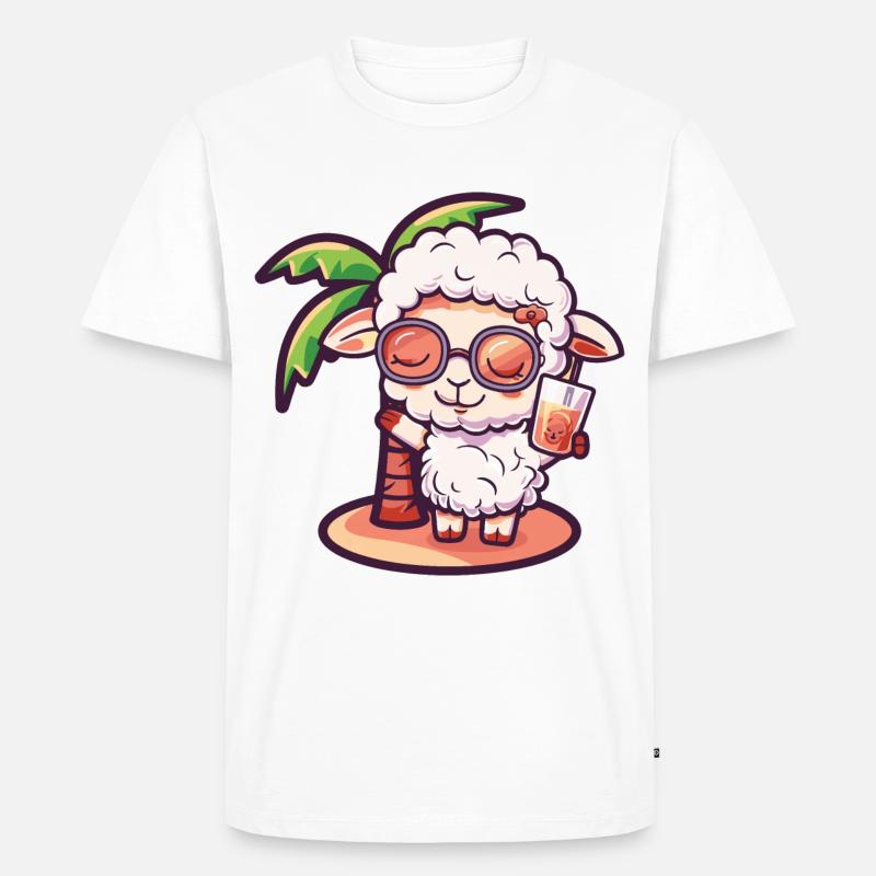 Schaf Sommer Strand Comic - Männer Premium Bio T-Shirt - Weiß