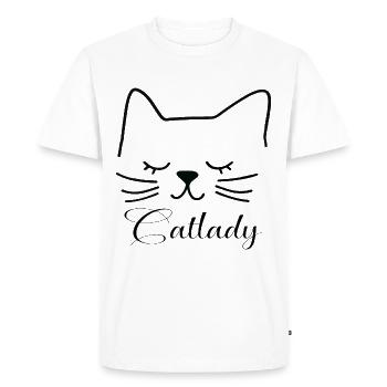 Chat Catlady Silhouette Contour Lineart Art - T-shirt Premium bio Homme - blanc - Devant - Nico (187cm)