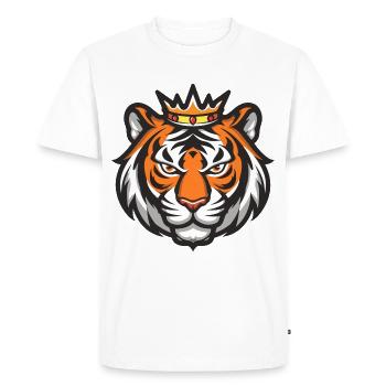 Tiger Head Crown - Men's Premium Organic T-Shirt - white - Front - Nico (187cm)