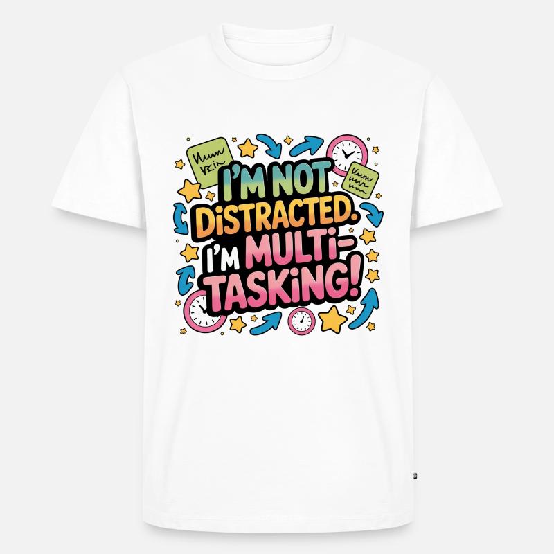 ADHS-Multitasking - Männer Premium Bio T-Shirt - Weiß