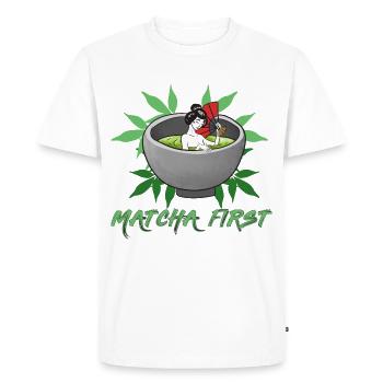 Asian Japanese Tea Matcha Tea I Gift - Men's Premium Organic T-Shirt - white - Front - Nico (187cm)