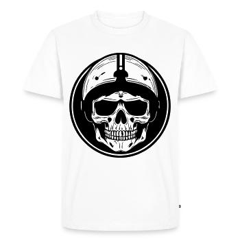 Crâne de motard - T-shirt Premium bio Homme - blanc - Devant - Nico (187cm)