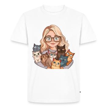 Chat Dame Chats Femme Fille J’aime Les Chats Drôle - T-shirt Premium bio Homme - blanc - Devant - Nico (187cm)