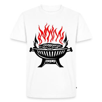 Grill, Symbol, Fire, Grilling, Meat - Men's Premium Organic T-Shirt - white - Front - Nico (187cm)