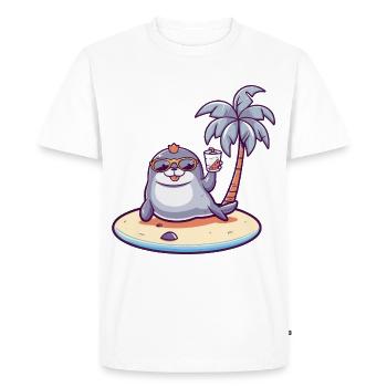 Vacances d’été à la plage de phoque - T-shirt Premium bio Homme - blanc - Devant - Nico (187cm)