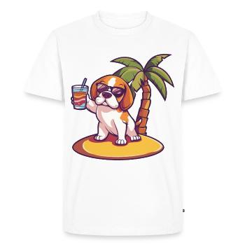Vacances d’été de chien Beagle - T-shirt Premium bio Homme - blanc - Devant - Nico (187cm)