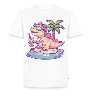Dinosaure stégosaure palmier de l’île - T-shirt Premium bio Homme - blanc - Devant - Nico (187cm)