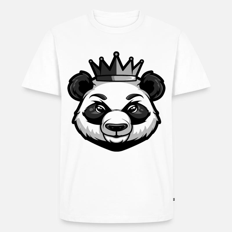 Panda Kopf Krone - Männer Premium Bio T-Shirt - Weiß