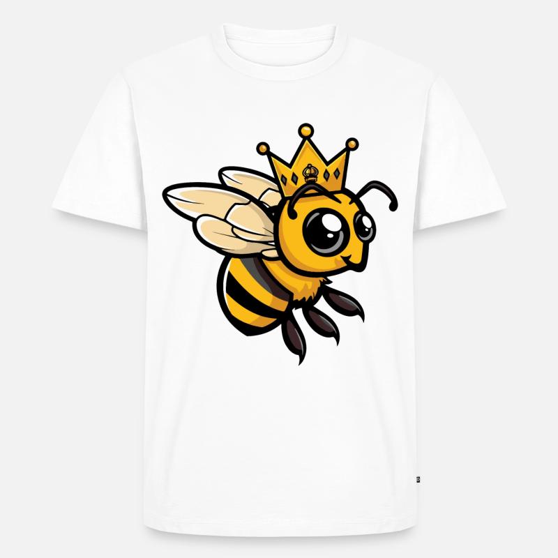 Biene Comic Krone - Männer Premium Bio T-Shirt - Weiß