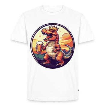 Dinosaure T-Rex Bière Bande Dessinée - T-shirt Premium bio Homme - blanc - Devant - Nico (187cm)