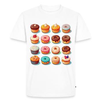 Donuts, muffins and delicious pastries - Men's Premium Organic T-Shirt - white - Front - Nico (187cm)