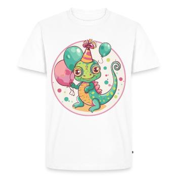 Bande dessinée d’anniversaire caméléon - T-shirt Premium bio Homme - blanc - Devant - Nico (187cm)