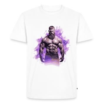 Fitness Homme Muscles Musculation - T-shirt Premium bio Homme - blanc - Devant - Nico (187cm)