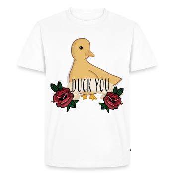 DUCK YOU - Men's Premium Organic T-Shirt - white - Front - Nico (187cm)