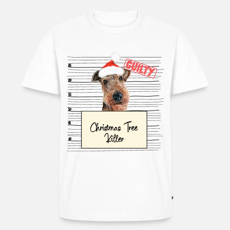 Weihnachtsbaum Umschubser Airedale Terrier - Männer Premium Bio T-Shirt - Weiß
