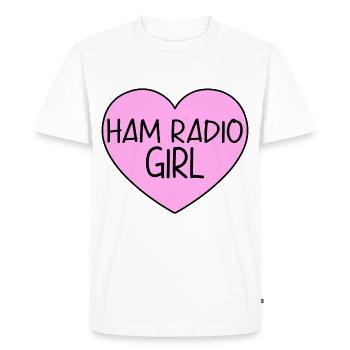 Ham Radio Operator Girl Mom Women Heart Pink - Men's Premium Organic T-Shirt - white - Front - Nico (187cm)