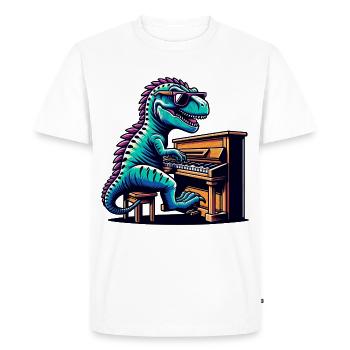 Conception de mélomane de pianiste de dinosaure - T-shirt Premium bio Homme - blanc - Devant - Nico (187cm)