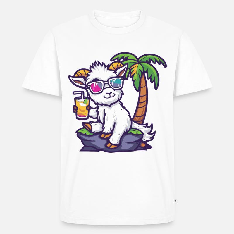 Bergziege Sommer Strand Comic - Männer Premium Bio T-Shirt - Weiß