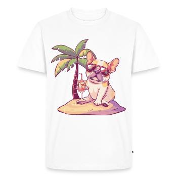 Buldog Français Chien Été - T-shirt Premium bio Homme - blanc - Devant - Nico (187cm)