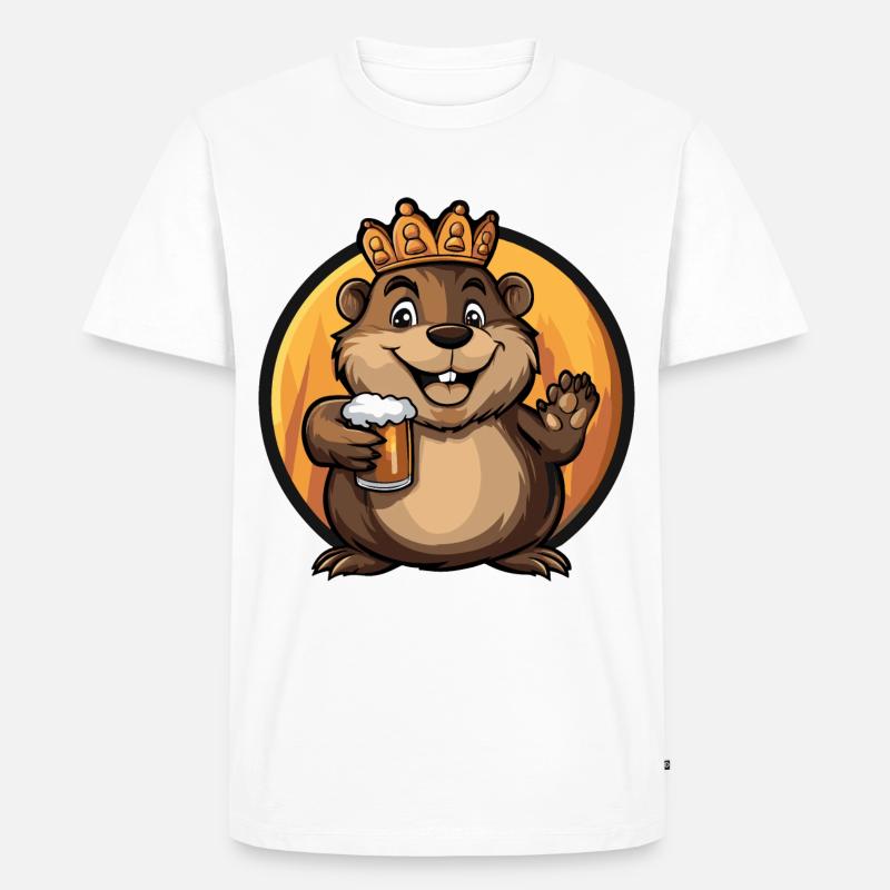 Biber Bier Comic - Männer Premium Bio T-Shirt - Weiß