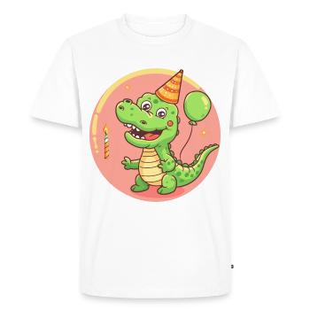 Bébé d’anniversaire d’alligator - T-shirt Premium bio Homme - blanc - Devant - Nico (187cm)