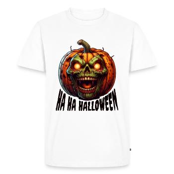 Ha Ha Ha Halloween Citrouille Zombie - T-shirt Premium bio Homme - blanc - Devant - Nico (187cm)