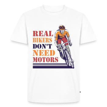 Les vrais cyclistes n’ont pas besoin de moteurs - T-shirt Premium bio Homme - blanc - Devant - Nico (187cm)