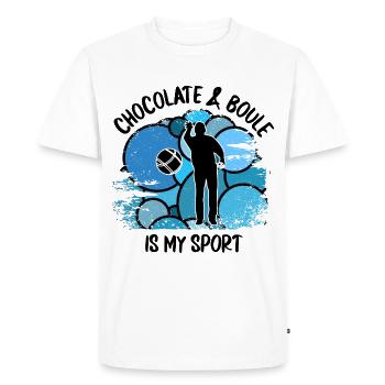 Boule Pétanque Boccia Boules Chocolat - T-shirt Premium bio Homme - blanc - Devant - Nico (187cm)