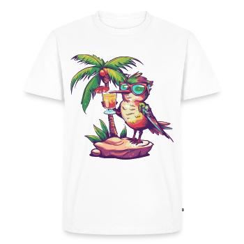 colibri oiseau vacances d’été à la plage - T-shirt Premium bio Homme - blanc - Devant - Nico (187cm)