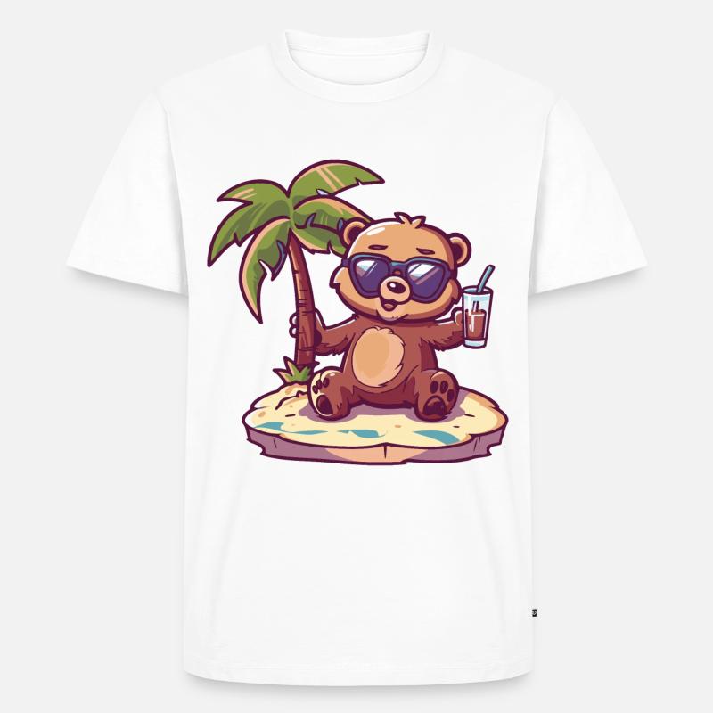 Bär Sommer Strand Comic - Männer Premium Bio T-Shirt - Weiß