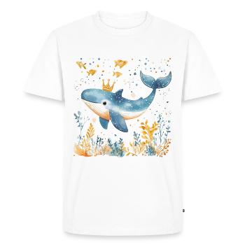 Whale Cute Cute Baby Kids Animal Blue Whale Watercolor - Men's Premium Organic T-Shirt - white - Front - Nico (187cm)