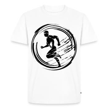 Running Jogging Marathon Sports - Men's Premium Organic T-Shirt - white - Front - Nico (187cm)