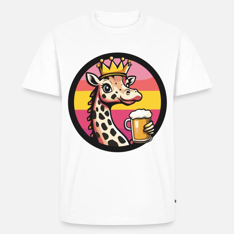 Giraffe Bier Comic - Männer Premium Bio T-Shirt - Weiß