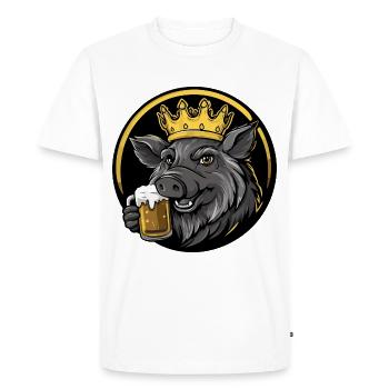 Bière de cochon Bande dessinée Sanglier - T-shirt Premium bio Homme - blanc - Devant - Nico (187cm)