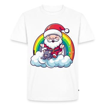 Souris Père Noël Arc-en-ciel - T-shirt Premium bio Homme - blanc - Devant - Nico (187cm)